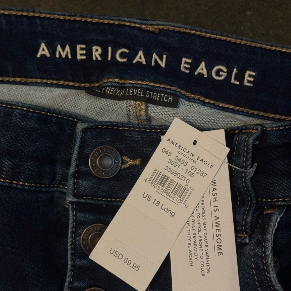 NWT American Eagle Next Level Stretch Skinny Jeans 18 Long - Picture 2 of 3